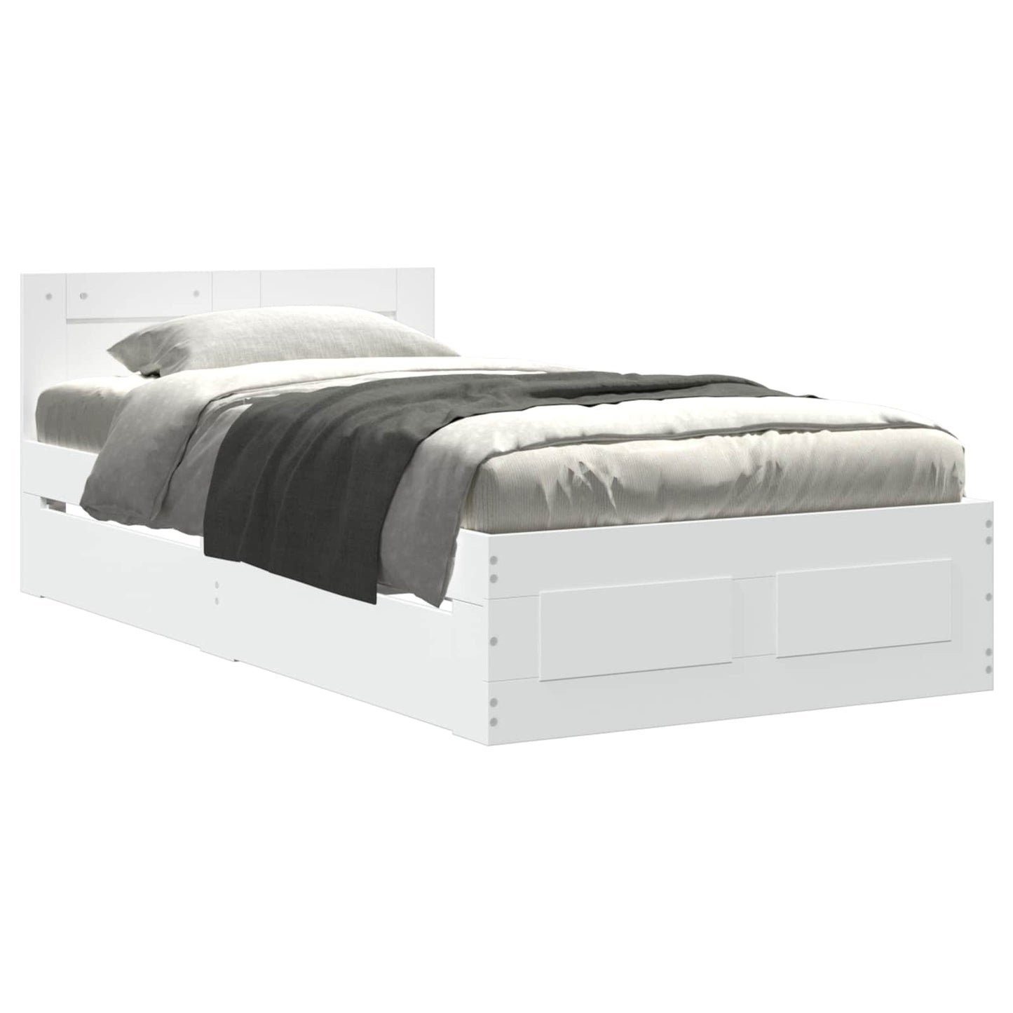 Bed Frame with Drawer with Storage 2 pcs White Engineered Wood