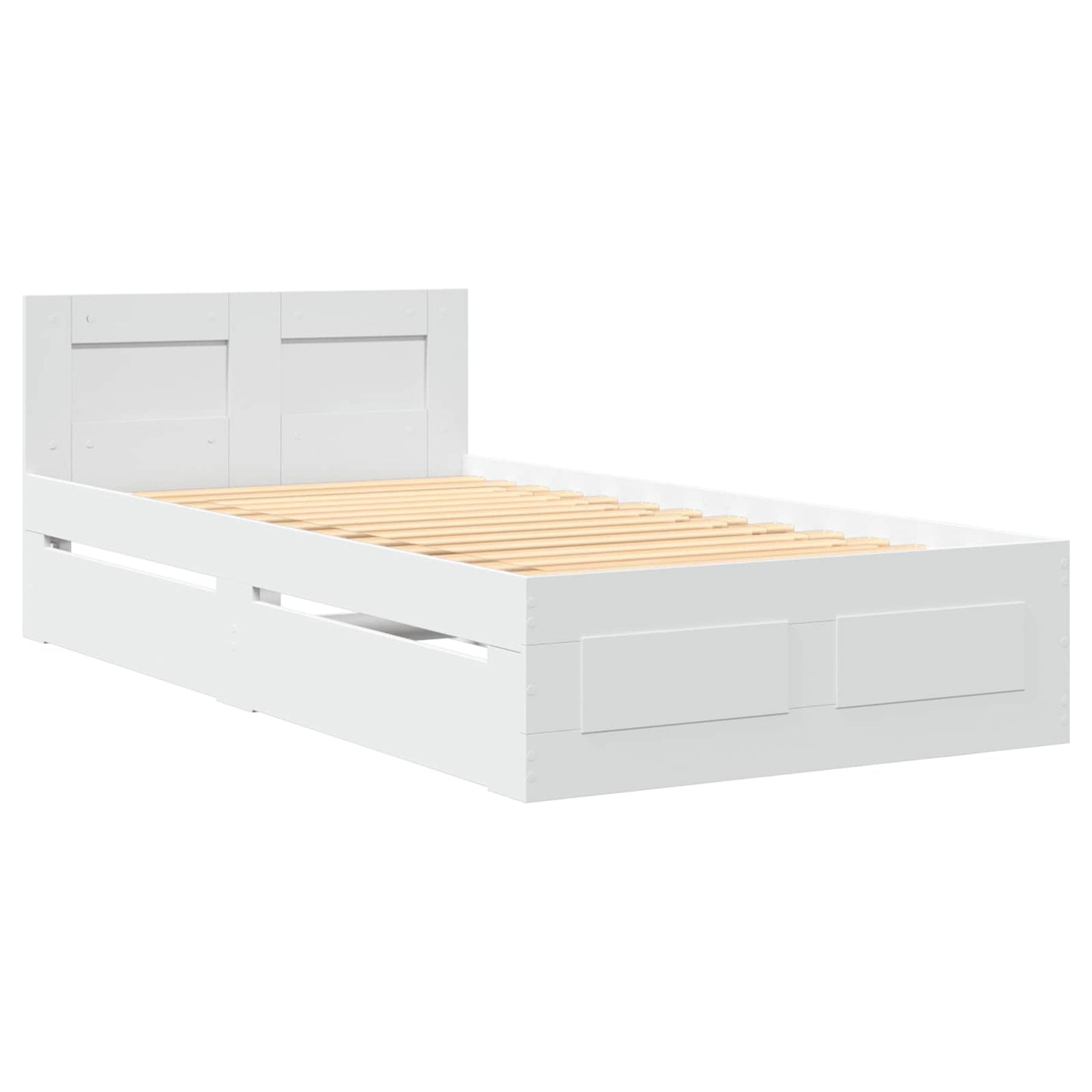 Bed Frame with Drawer with Storage 2 pcs White Engineered Wood