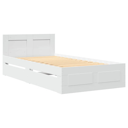 Bed Frame with Drawer with Storage 2 pcs White Engineered Wood
