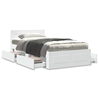 Bed Frame with Drawer with Storage 2 pcs White Engineered Wood