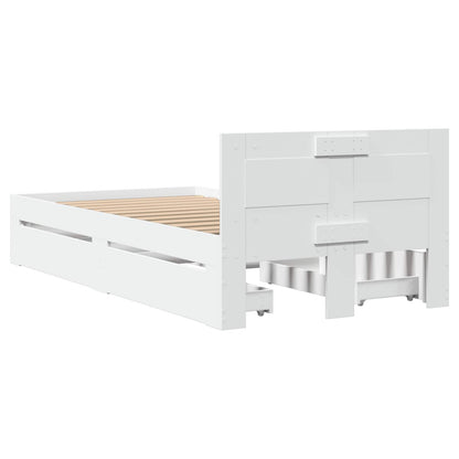 Bed Frame with Drawer with Storage 2 pcs White Engineered Wood