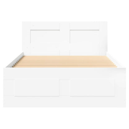 Bed Frame with Drawer with Storage 2 pcs White Engineered Wood