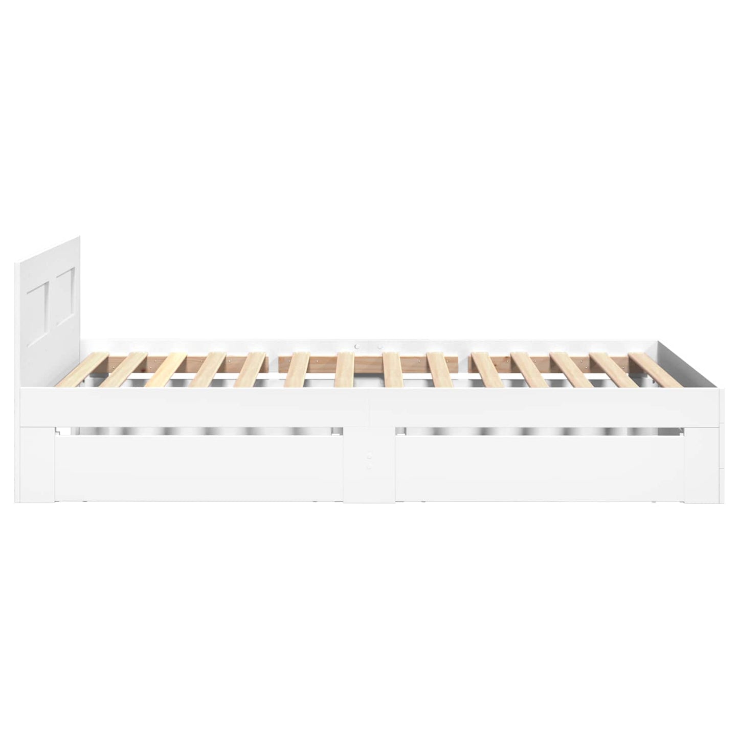 Bed Frame with Drawer with Storage 2 pcs White Engineered Wood