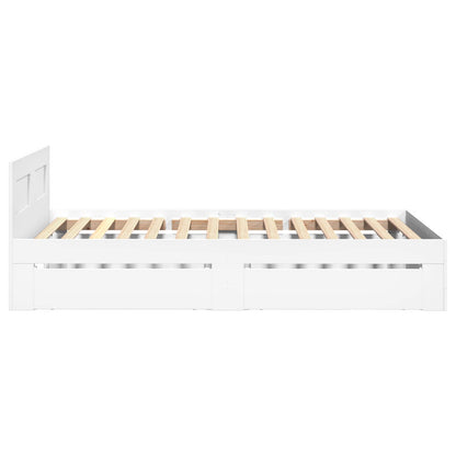 Bed Frame with Drawer with Storage 2 pcs White Engineered Wood