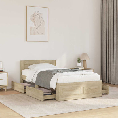 Bed Frame with Drawer 2 pcs Sonoma Oak Engineered Wood