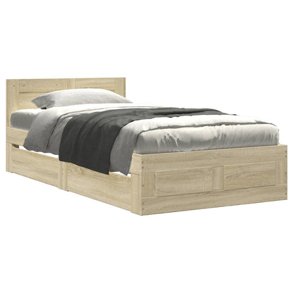 Bed Frame with Drawer 2 pcs Sonoma Oak Engineered Wood
