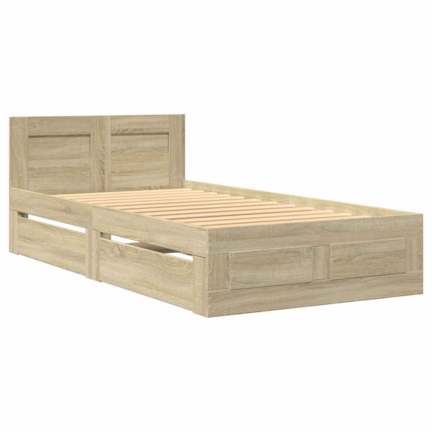 Bed Frame with Drawer 2 pcs Sonoma Oak Engineered Wood