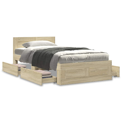 Bed Frame with Drawer 2 pcs Sonoma Oak Engineered Wood