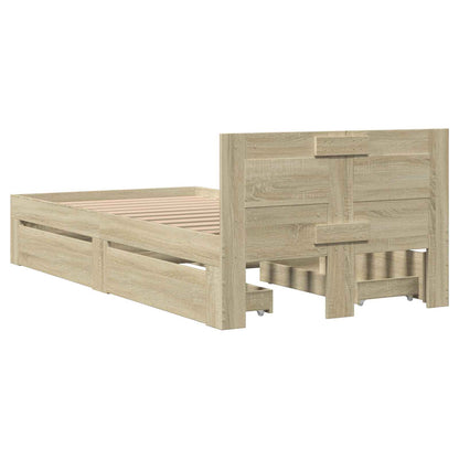 Bed Frame with Drawer 2 pcs Sonoma Oak Engineered Wood