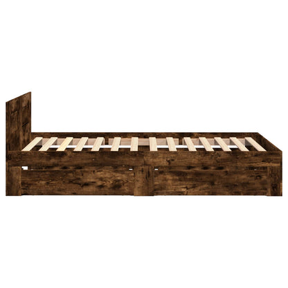 Bed Frame with Drawer 2 pcs Smoked Oak Engineered Wood