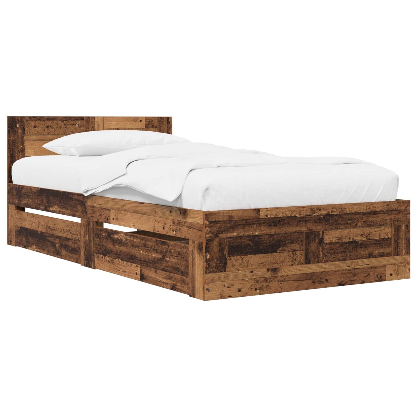 Bed Frame with Drawer 2 pcs Old Wood Engineered Wood