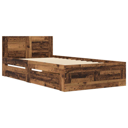 Bed Frame with Drawer 2 pcs Old Wood Engineered Wood