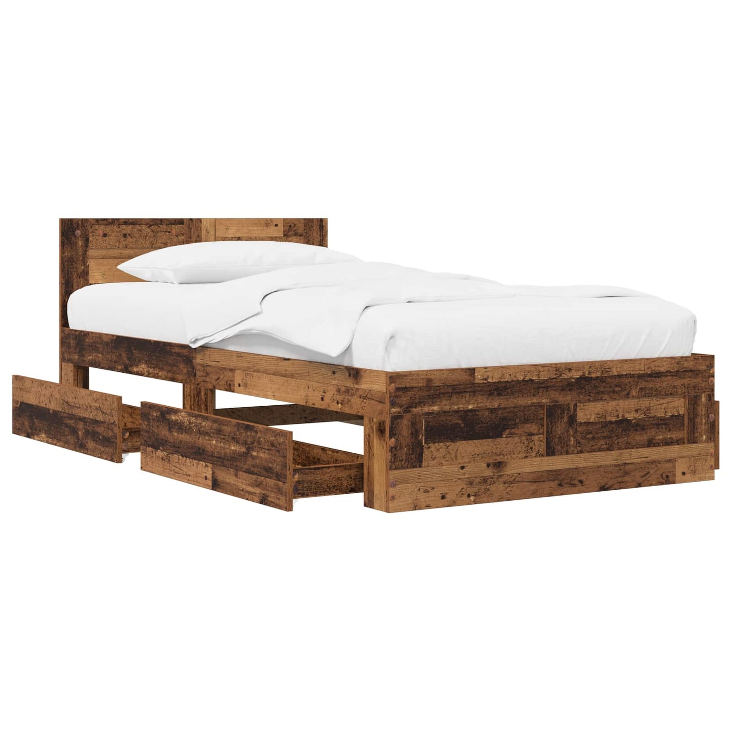 Bed Frame with Drawer 2 pcs Old Wood Engineered Wood