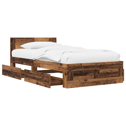 Bed Frame with Drawer 2 pcs Old Wood Engineered Wood