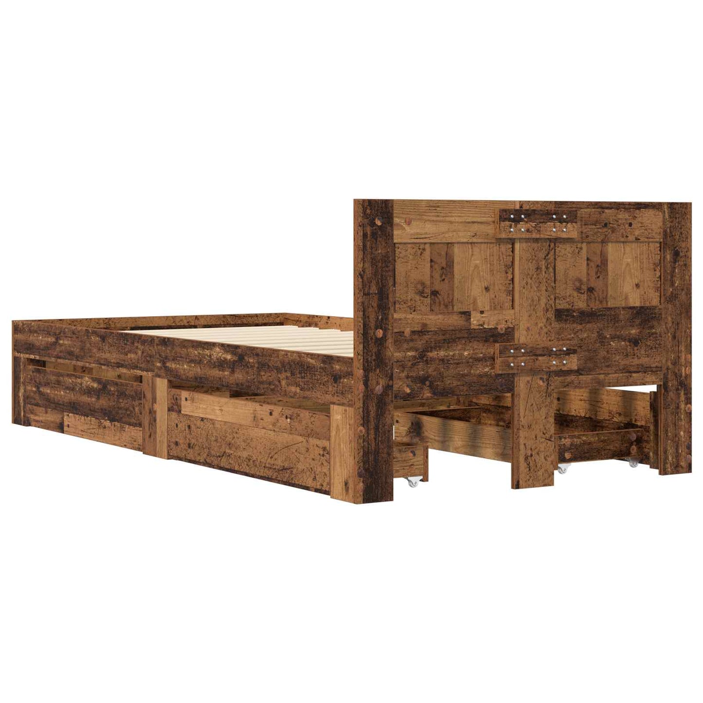 Bed Frame with Drawer 2 pcs Old Wood Engineered Wood