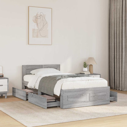 Bed Frame with Drawer 2 pcs Grey Sonoma Engineered Wood