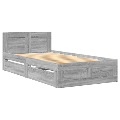 Bed Frame with Drawer 2 pcs Grey Sonoma Engineered Wood