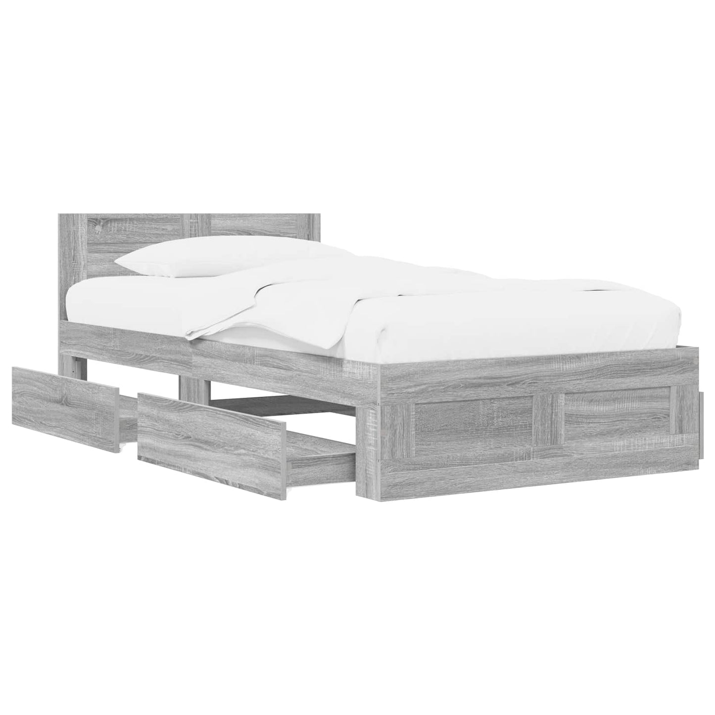 Bed Frame with Drawer 2 pcs Grey Sonoma Engineered Wood