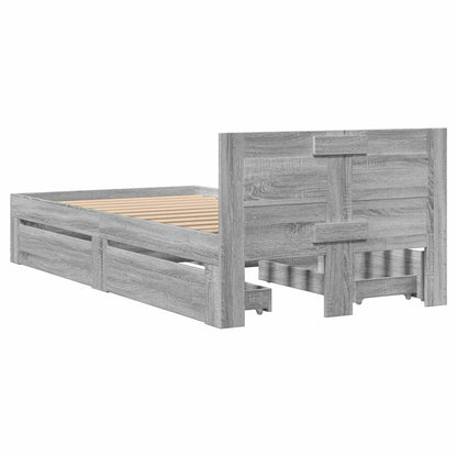 Bed Frame with Drawer 2 pcs Grey Sonoma Engineered Wood