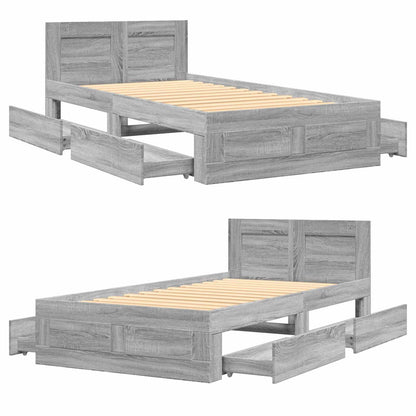 Bed Frame with Drawer 2 pcs Grey Sonoma Engineered Wood