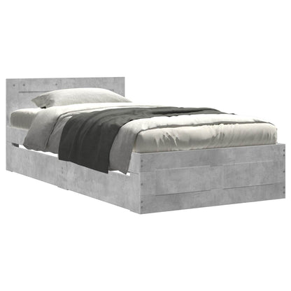 Bed Frame with Drawer 2 pcs Concrete Grey Engineered Wood