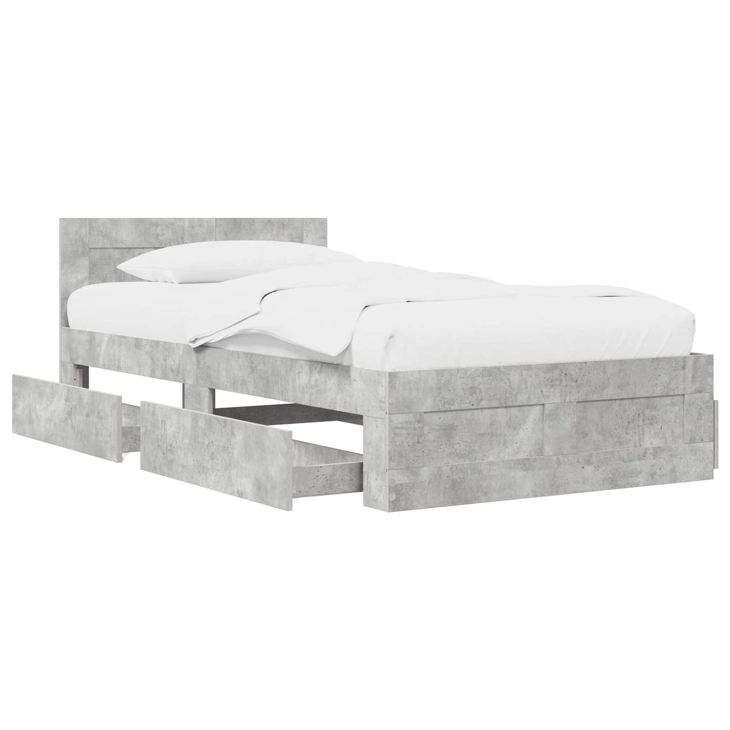 Bed Frame with Drawer 2 pcs Concrete Grey Engineered Wood