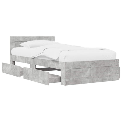 Bed Frame with Drawer 2 pcs Concrete Grey Engineered Wood