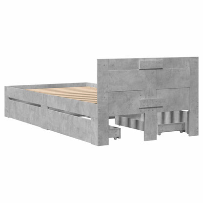 Bed Frame with Drawer 2 pcs Concrete Grey Engineered Wood