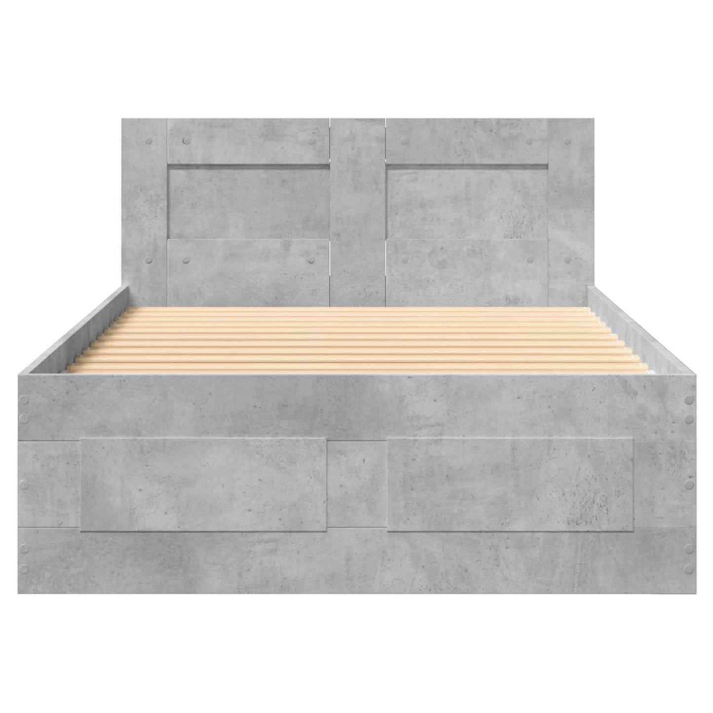 Bed Frame with Drawer 2 pcs Concrete Grey Engineered Wood