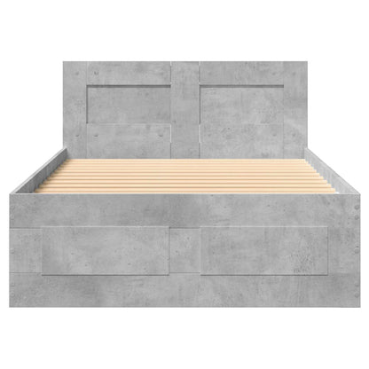 Bed Frame with Drawer 2 pcs Concrete Grey Engineered Wood