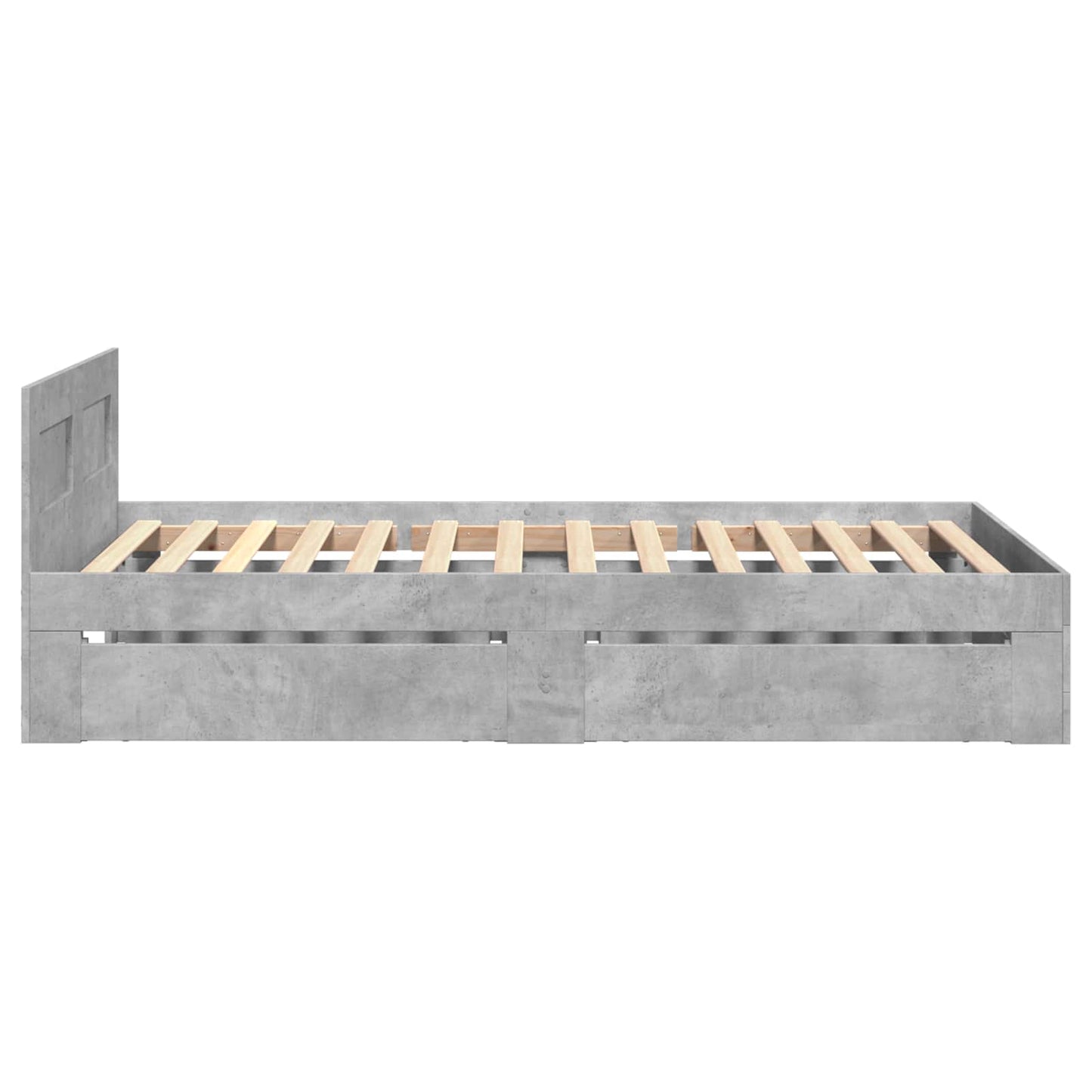 Bed Frame with Drawer 2 pcs Concrete Grey Engineered Wood