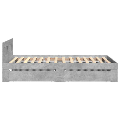 Bed Frame with Drawer 2 pcs Concrete Grey Engineered Wood