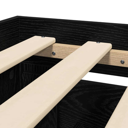Bed Frame with Drawer 2 pcs Black Oak Engineered Wood