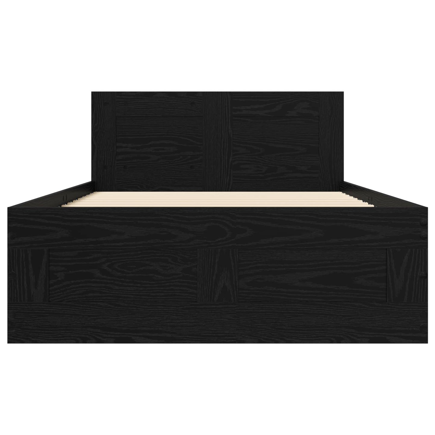 Bed Frame with Drawer 2 pcs Black Oak Engineered Wood