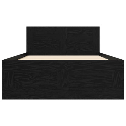 Bed Frame with Drawer 2 pcs Black Oak Engineered Wood