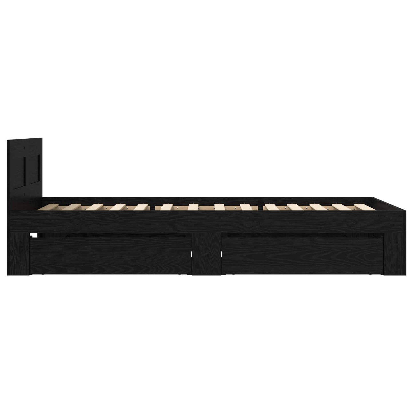 Bed Frame with Drawer 2 pcs Black Oak Engineered Wood