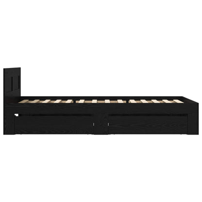 Bed Frame with Drawer 2 pcs Black Oak Engineered Wood