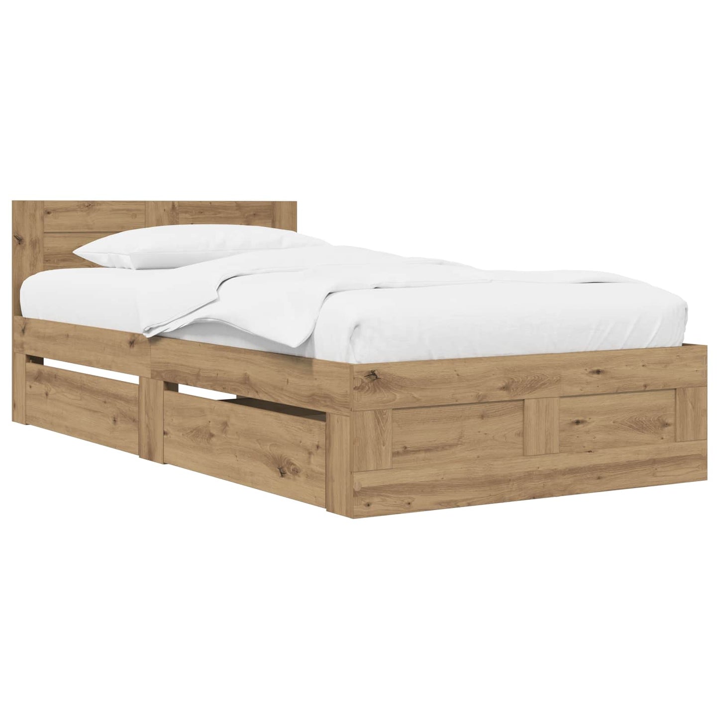Bed Frame with Drawer 2 pcs Artisian Oak Engineered Wood