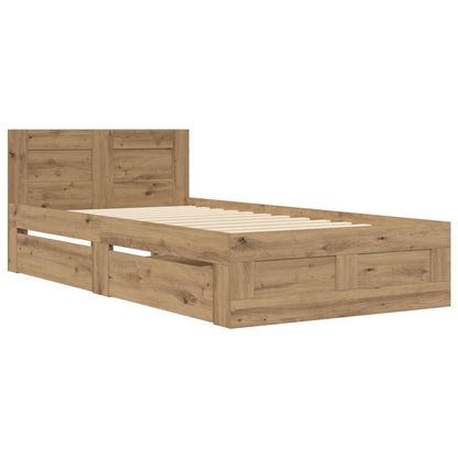 Bed Frame with Drawer 2 pcs Artisian Oak Engineered Wood