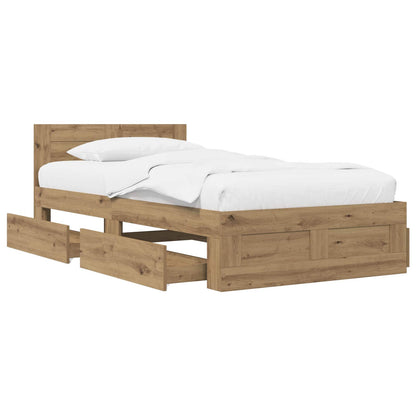 Bed Frame with Drawer 2 pcs Artisian Oak Engineered Wood