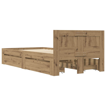 Bed Frame with Drawer 2 pcs Artisian Oak Engineered Wood