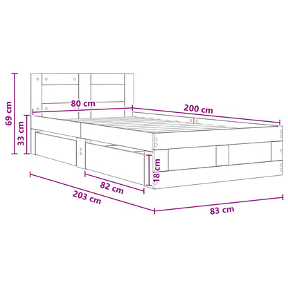 Bed Frame with Drawer 2 pcs Artisian Oak Engineered Wood