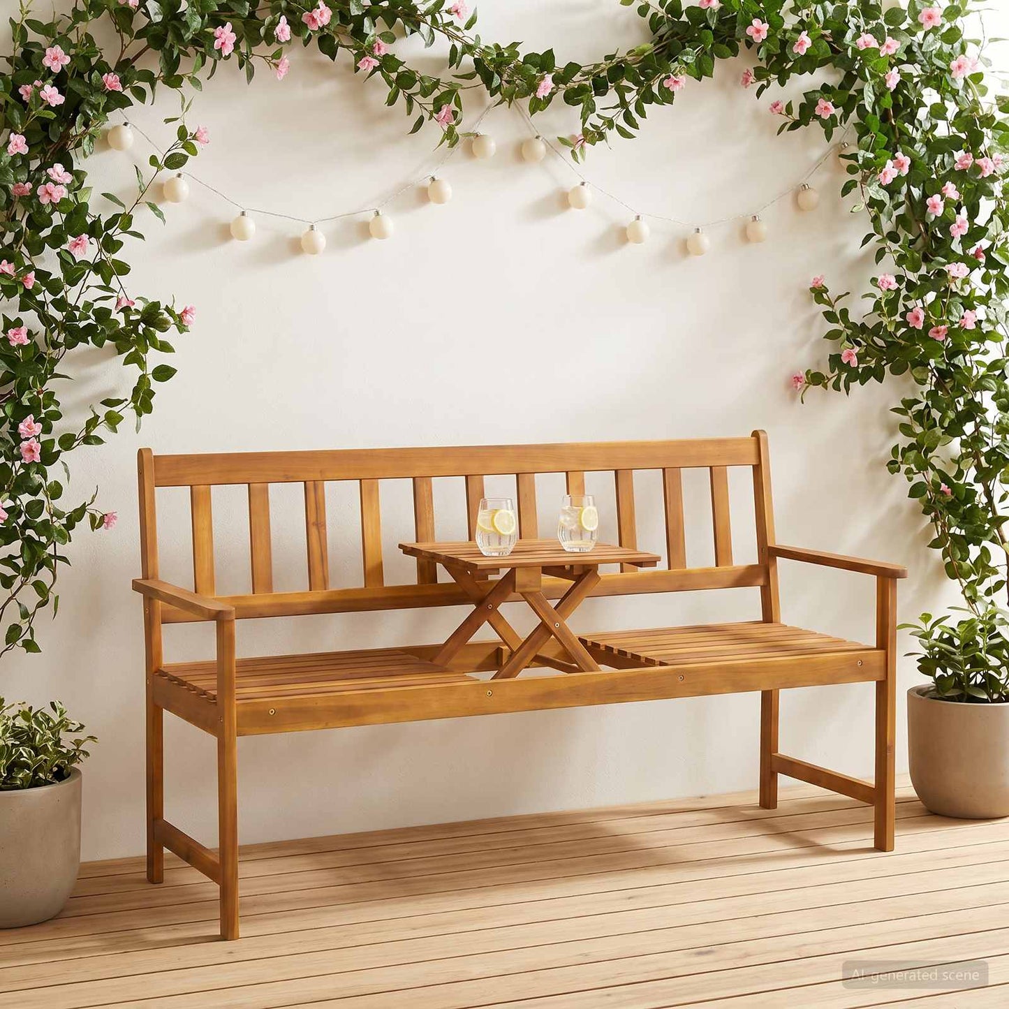 Garden bench 158 x 55 x 89 cm Solid Acacia Wood Natural