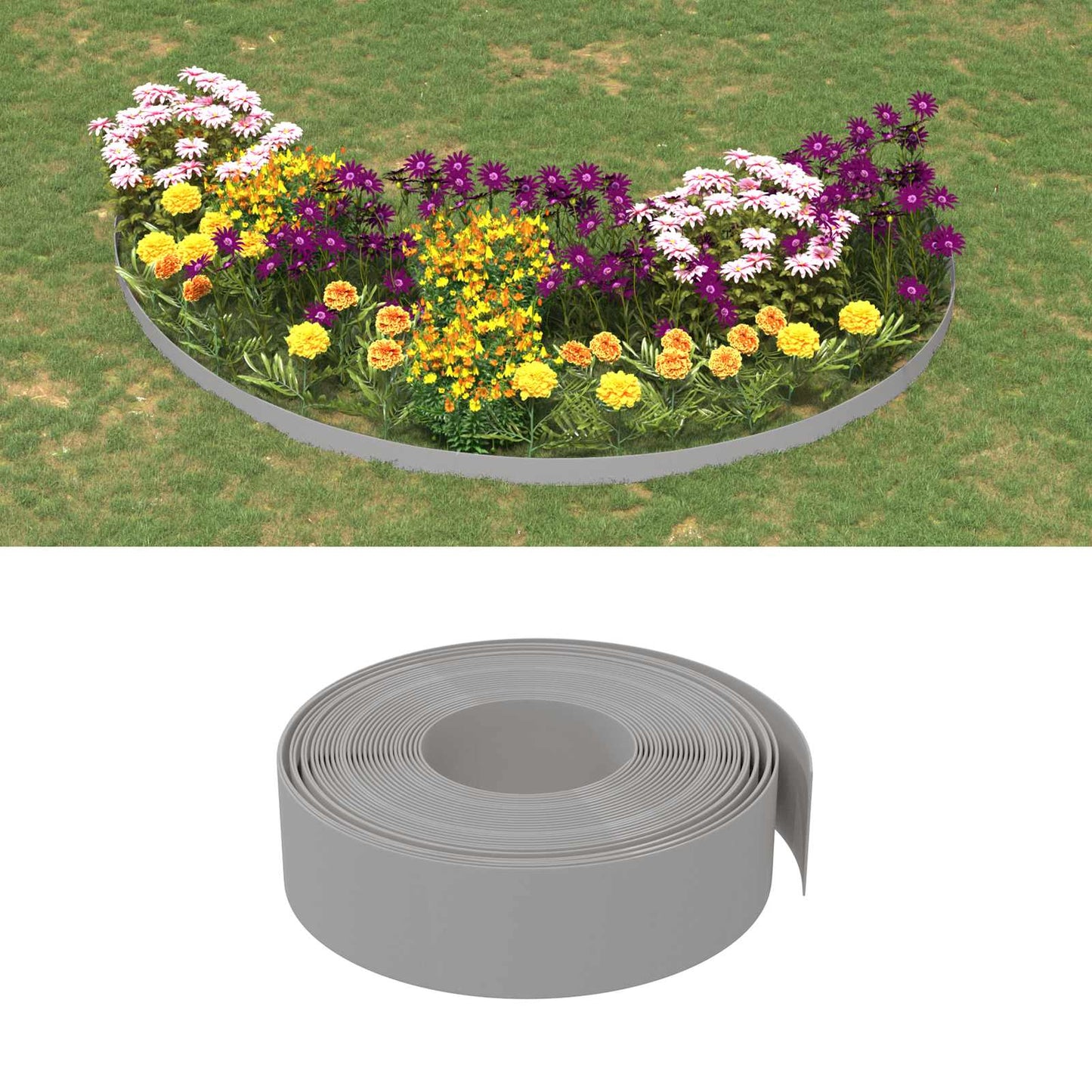 Garden Edging 25 m 15 cm PE Grey
