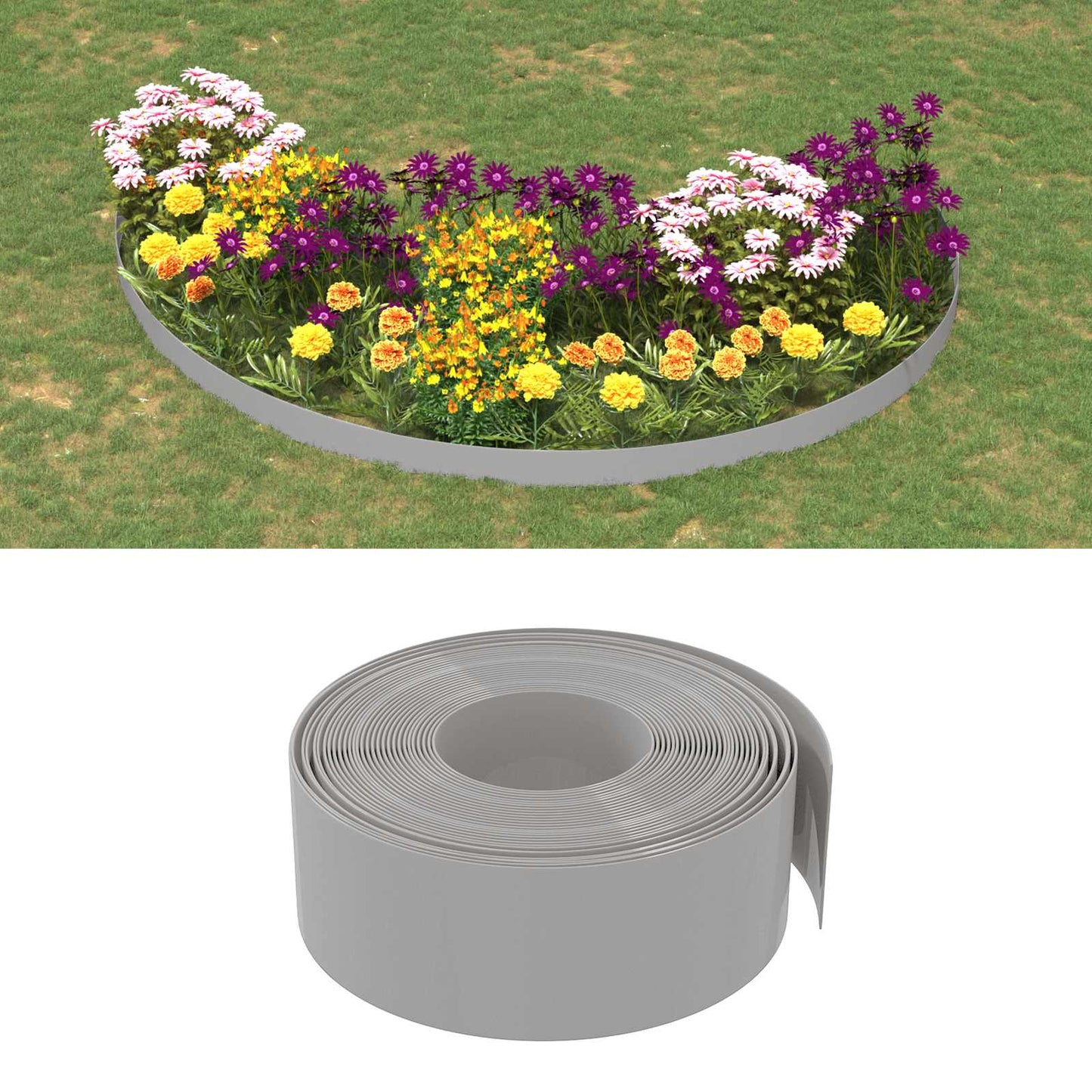 Garden Edging 25 m 20 cm PE Grey