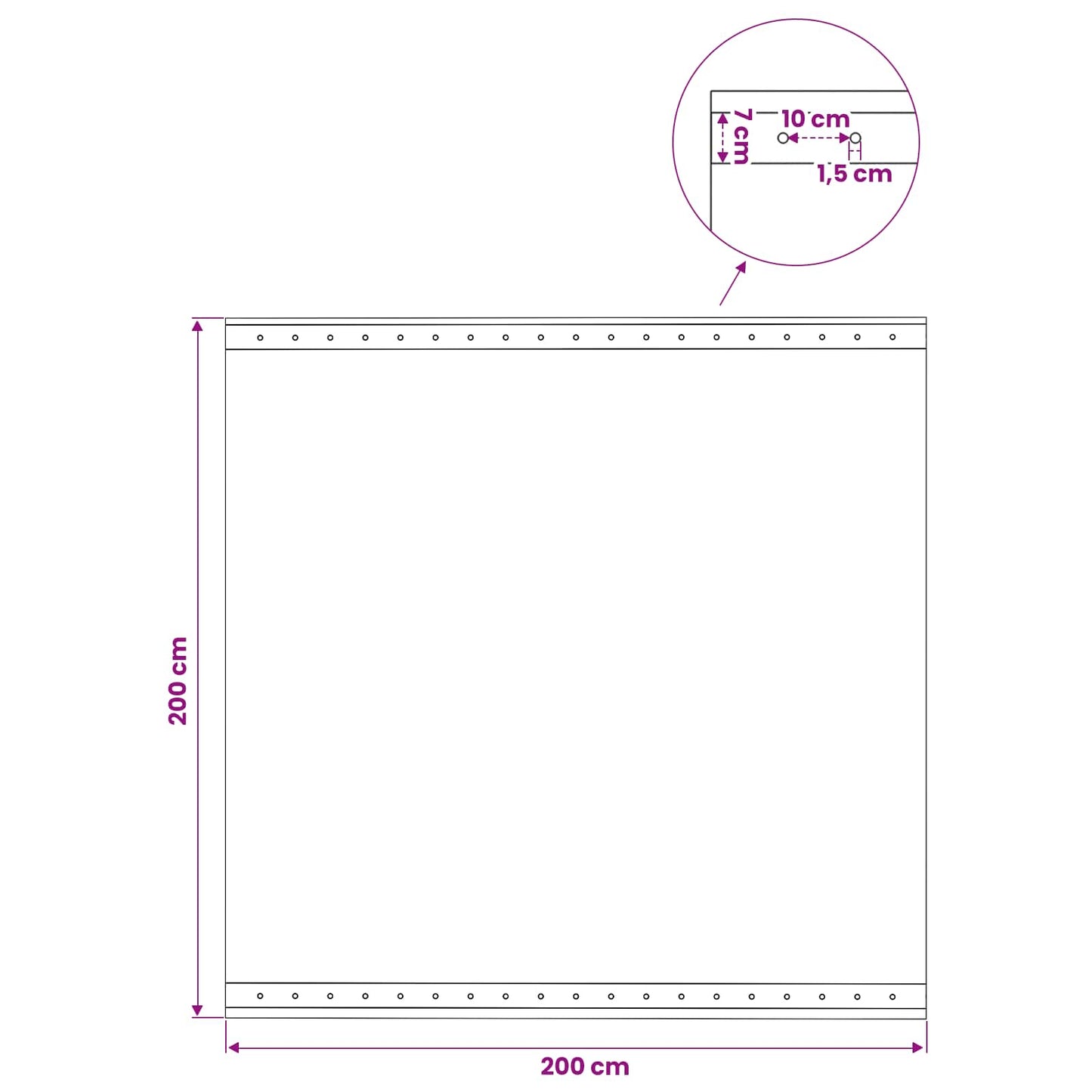 Tarpaulin with Eyelets Green 2 x 2 m 260 gsm PE