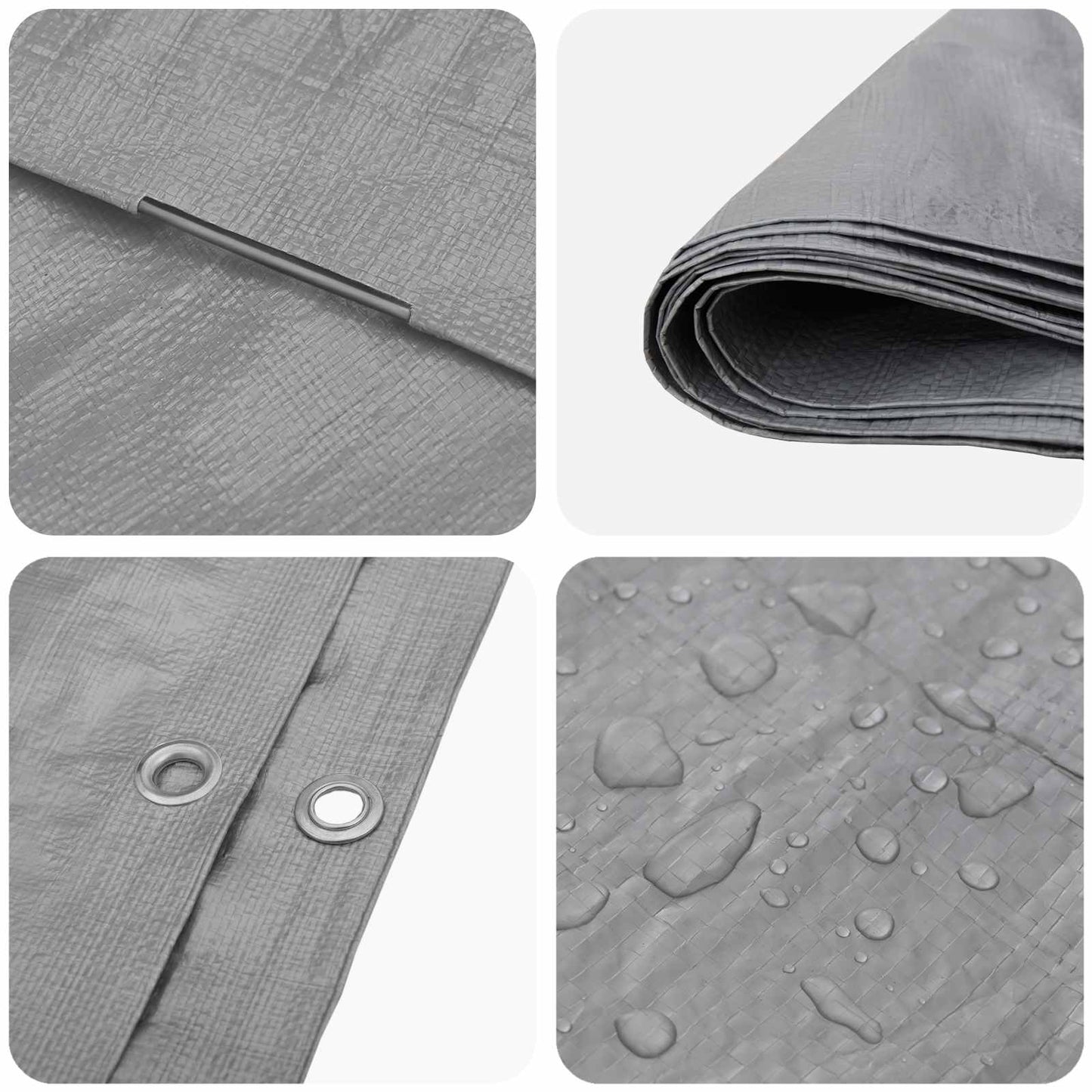Tarpaulin with Eyelets Light Grey 2 x 3 m 90 gsm PE