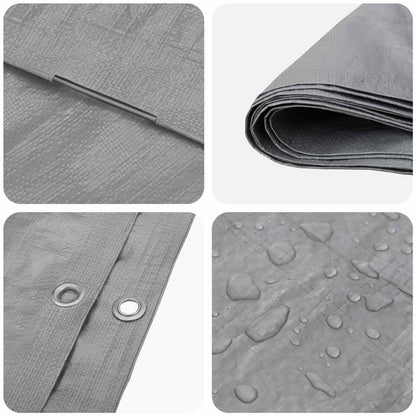 Tarpaulin with Eyelets Light Grey 4 x 5 m 90 gsm PE