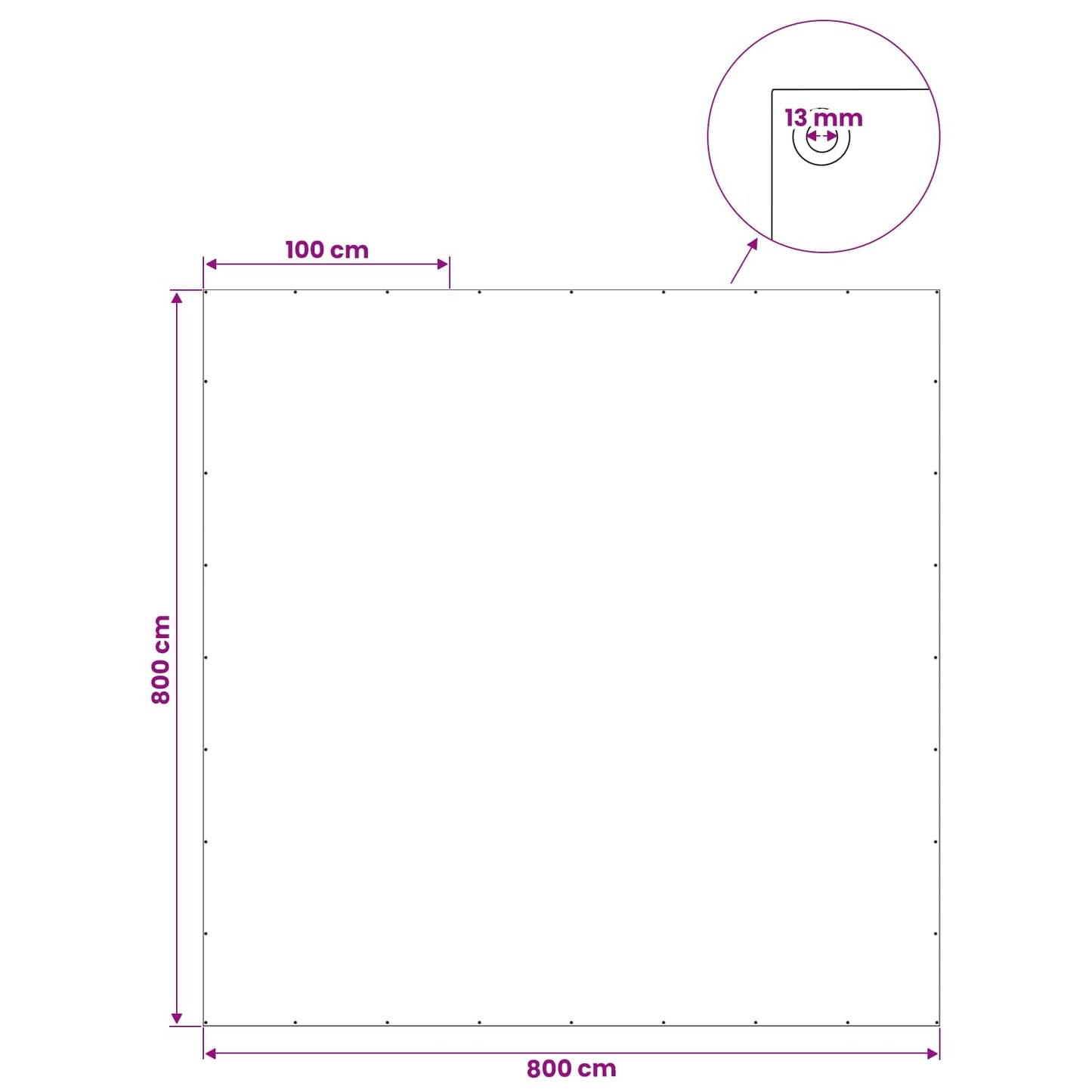 Tarpaulin with Eyelets Light Grey 8 x 8 m 90 gsm PE