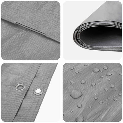 Tarpaulin with Eyelets Light Grey 4 x 8 m 180 gsm PE